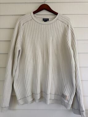 Vintage Polo Jeans Co Ralph Lauren Cream Cotton Rib Knit Sweater XXL Oversized